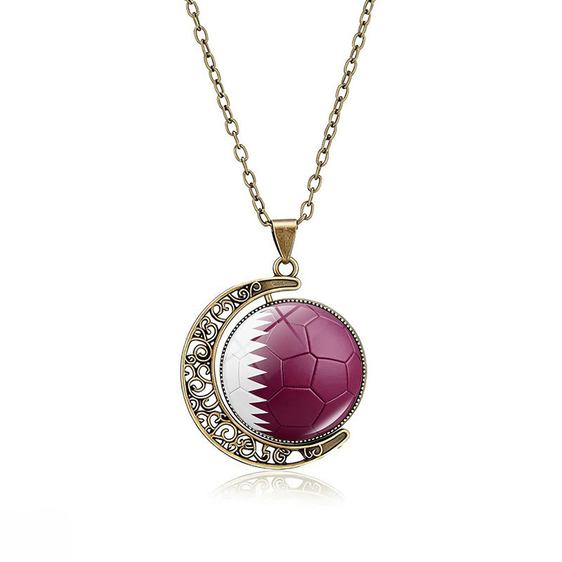 Collana Pendente Luna Placcata in Lega Casual con Ciondolo Rotante Geometrico in Cristallo, Catena a Cavo Unisex