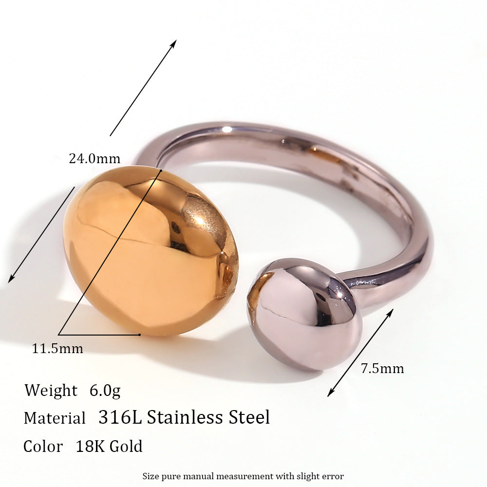 Minimalist Geometric Titanium Steel Ring with 18K Gold Plating for Women
