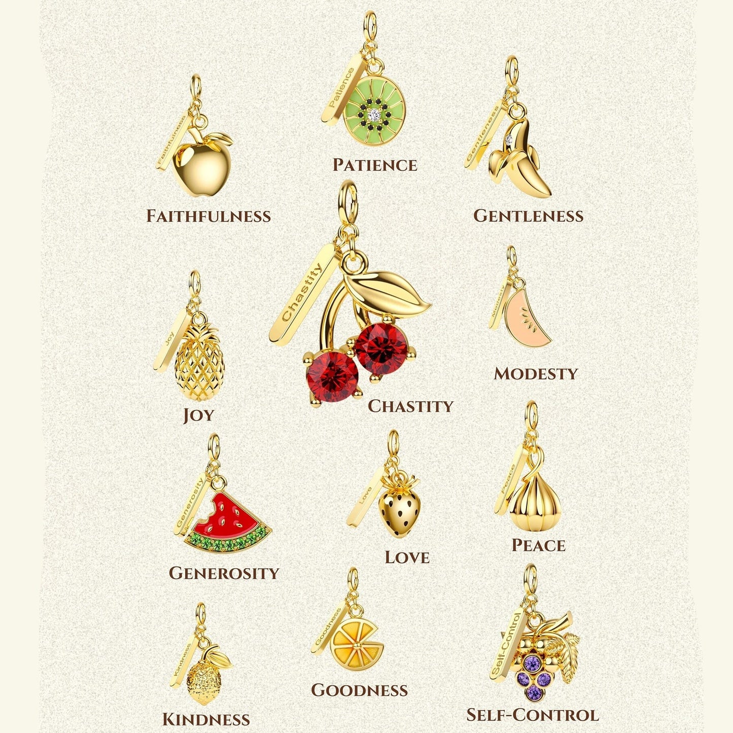 Elegant Geometric Tropical Fruit Charm Bar with Cubic Zirconia Brass and Titanium Steel Plated Necklace Bracelet for Unisex