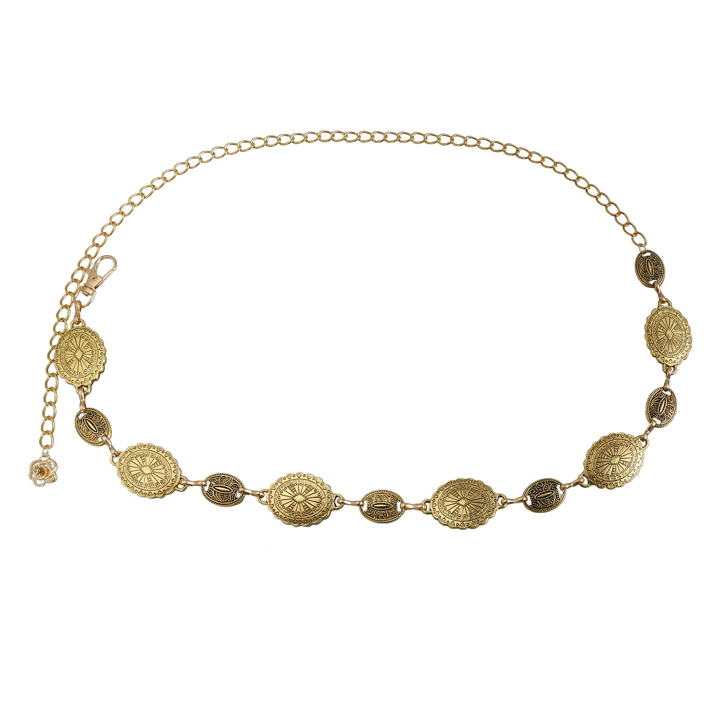 Cadena Corporal Étnica Vintage para Mujer con Diseño de Tótem Místico en Acabado de Metal Oro Antiguo
