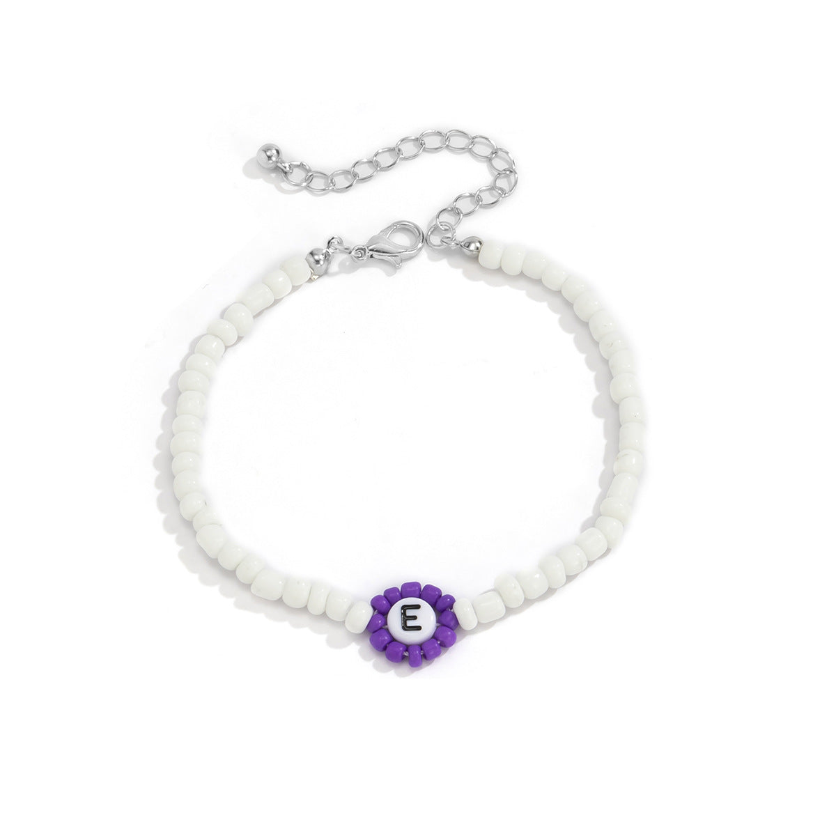 Sweet Minimalist Acrylic Letter Beaded Necklace Plated Ball Chain Floral