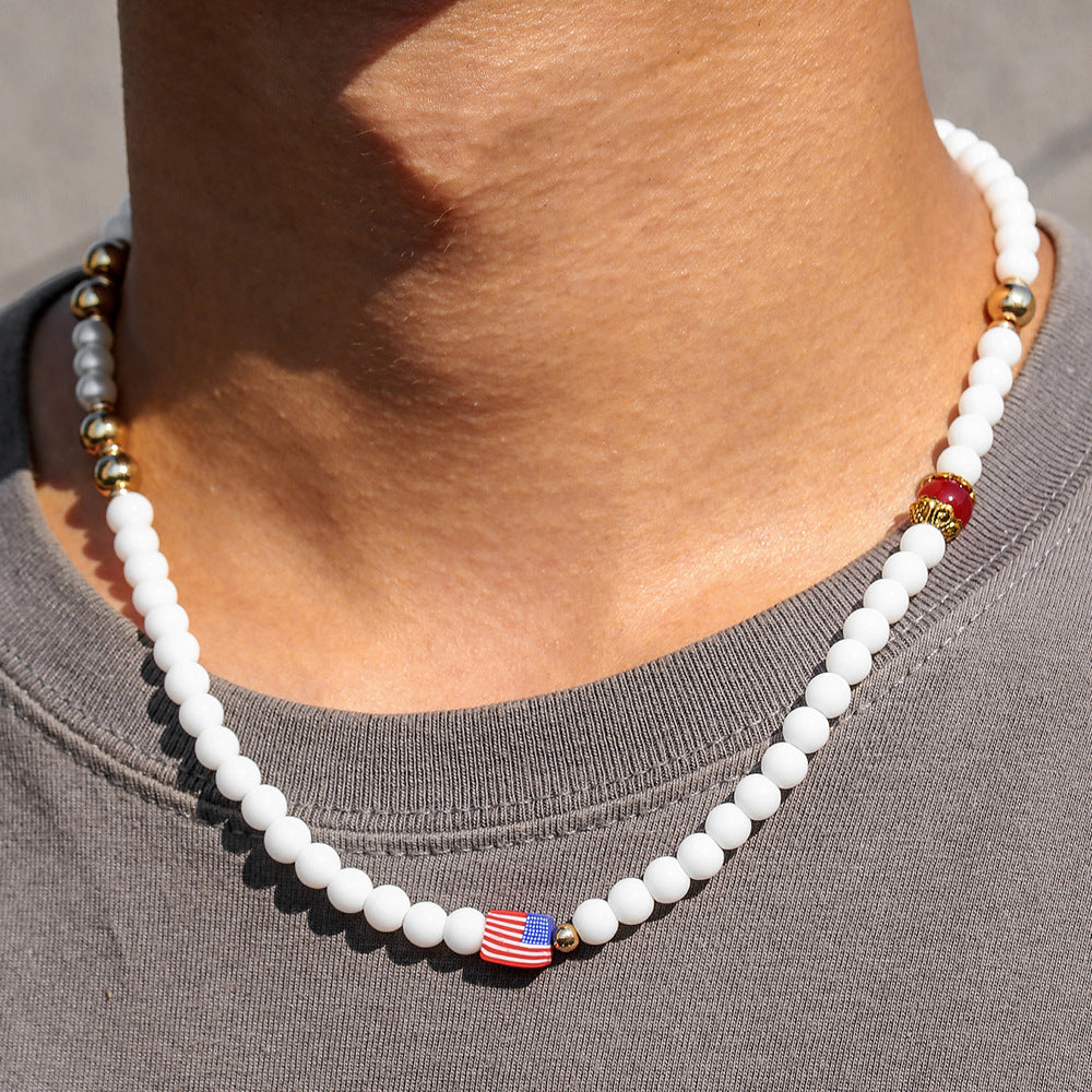 Handmade Crystal Beaded Necklace for Men