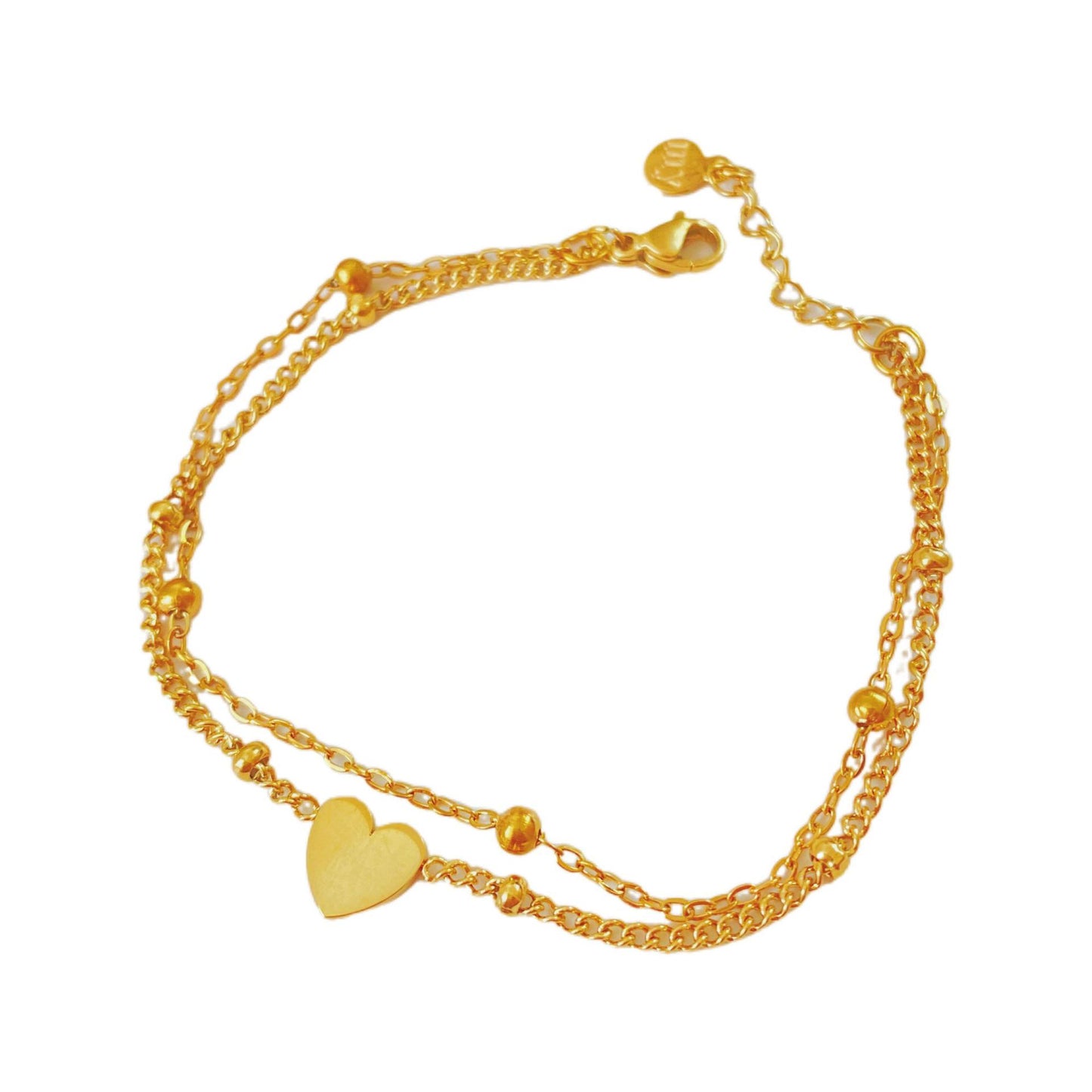 Minimalist Heart Titanium Steel Plated Ball Chain Bracelet