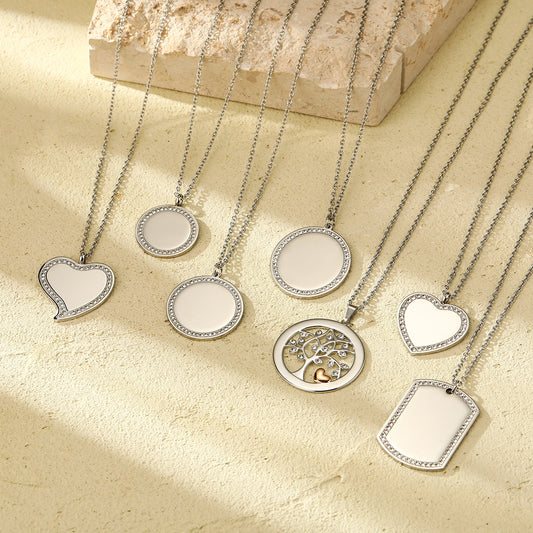 Collar colgante geométrico redondo minimalista para mujer, acero inoxidable con baño de oro, grabado personalizado, joyería de lujo versátil