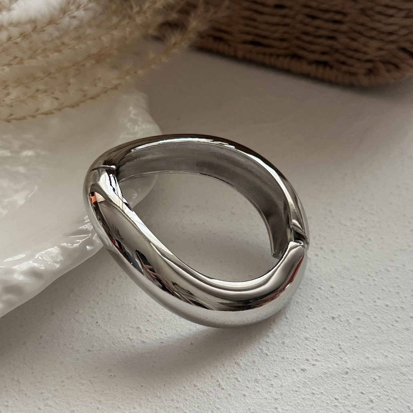 Geometric Plated Alloy Wide Open Cuff Bracelet