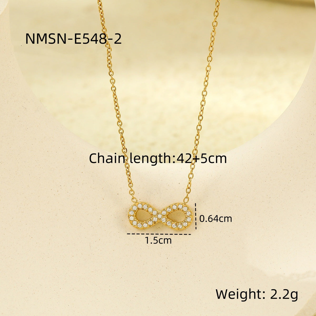 Collana da donna minimalista a otto geometrico in acciaio al titanio con intarsio in zircone