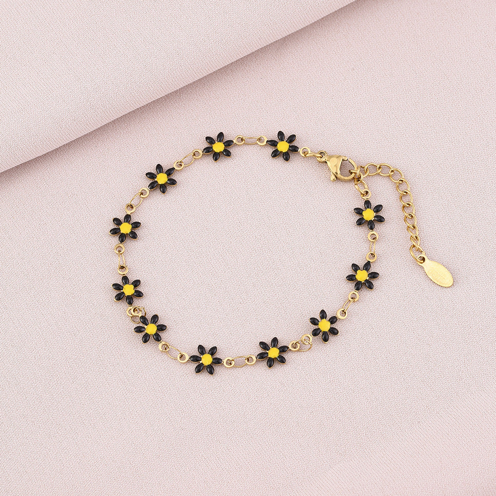 Pulsera geométrica minimalista de acero inoxidable con motivo de pétalos para mujer y hombre, accesorio de moda electrochapado