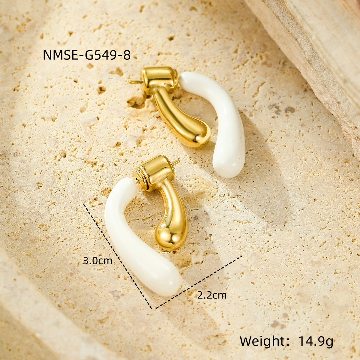 Pendientes de lágrima de esmalte estilo dulce en acero inoxidable con forma geométrica y diseño irregular para mujer