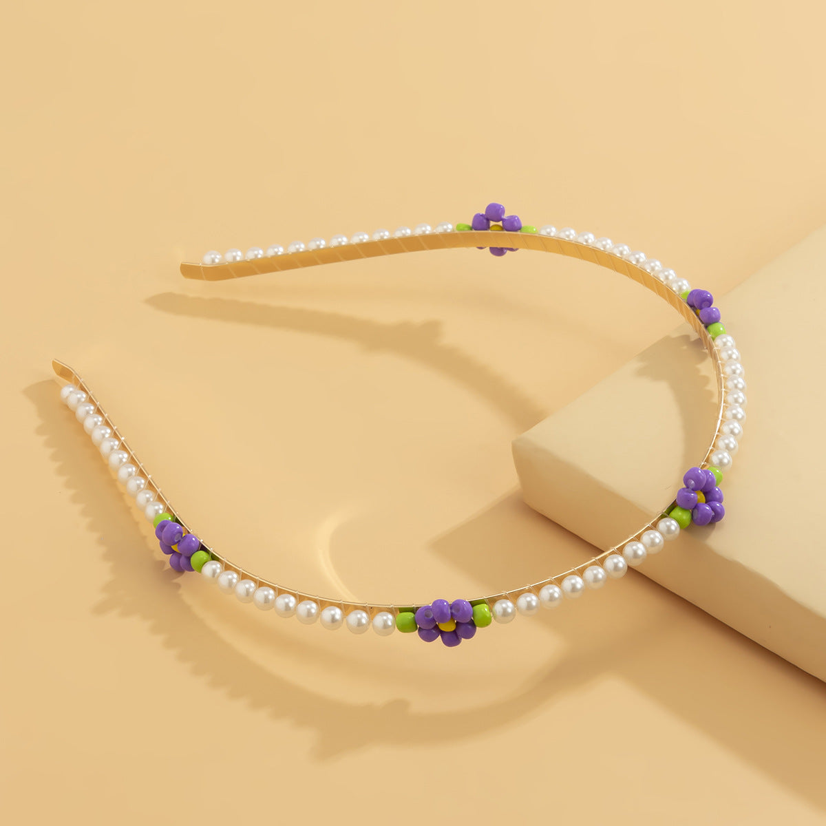 Sweet Floral Imitation Pearl Flower Iron Headband