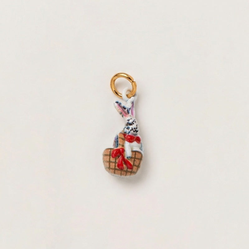 Sweet 18K Gold Plated Alloy Heart and Fox Charm Bar for Women