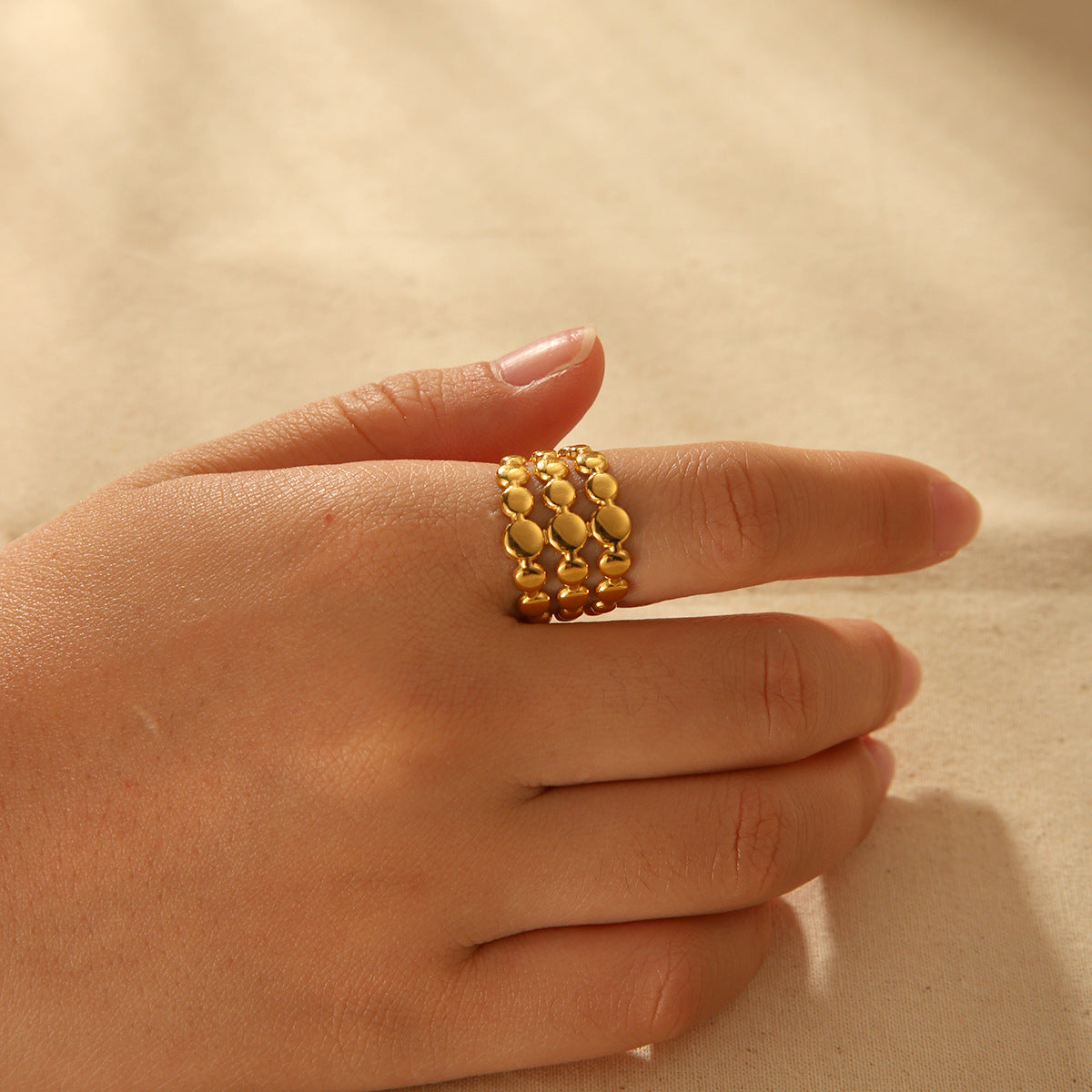 Fashionable Geometric Open Ring 18K Gold Plated Stainless Steel Women's Jewelry