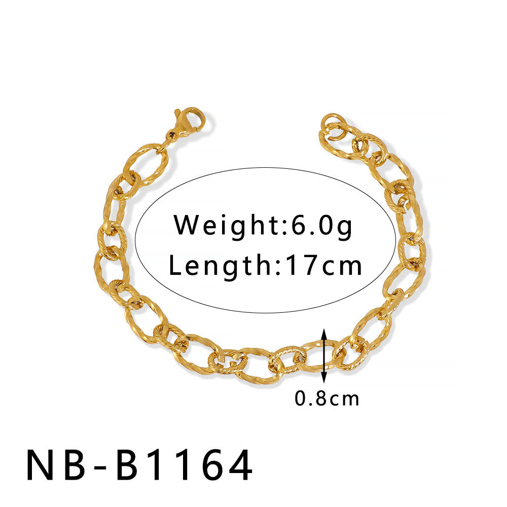 INS Style Geometric and Letter-Shaped Titanium Steel Stainless Steel Bracelet with 18K Gold Plating for Couples