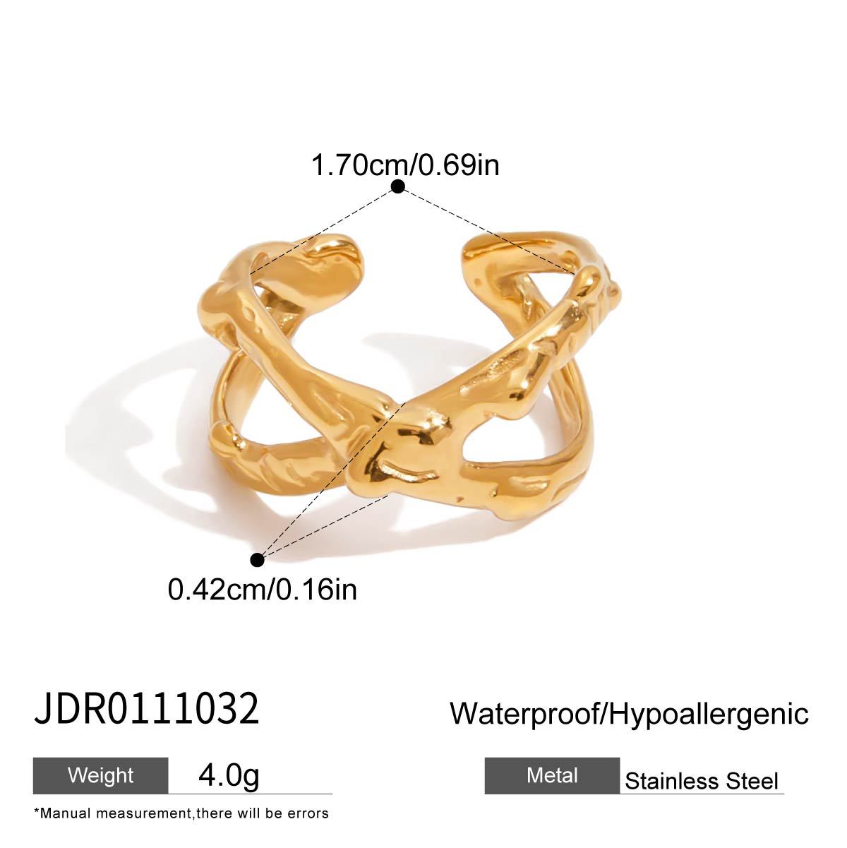 Geometric Plated Stainless Steel Ring for Women