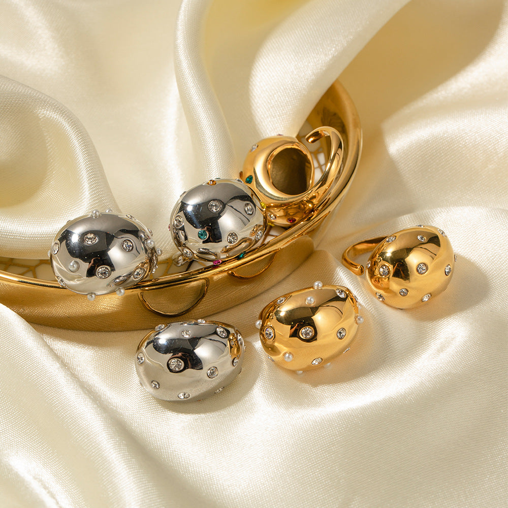 Anillo Abierto Geométrico de Moda Bañado en Oro de 18K Acero Inoxidable Joyería de Moda para Mujer