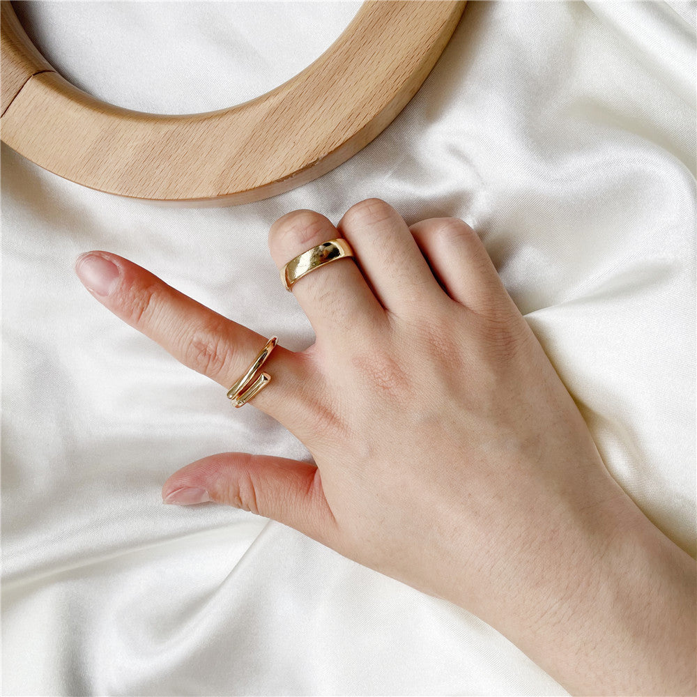 Minimalist Sweet Geometric Teardrop Alloy Plated Ring Set