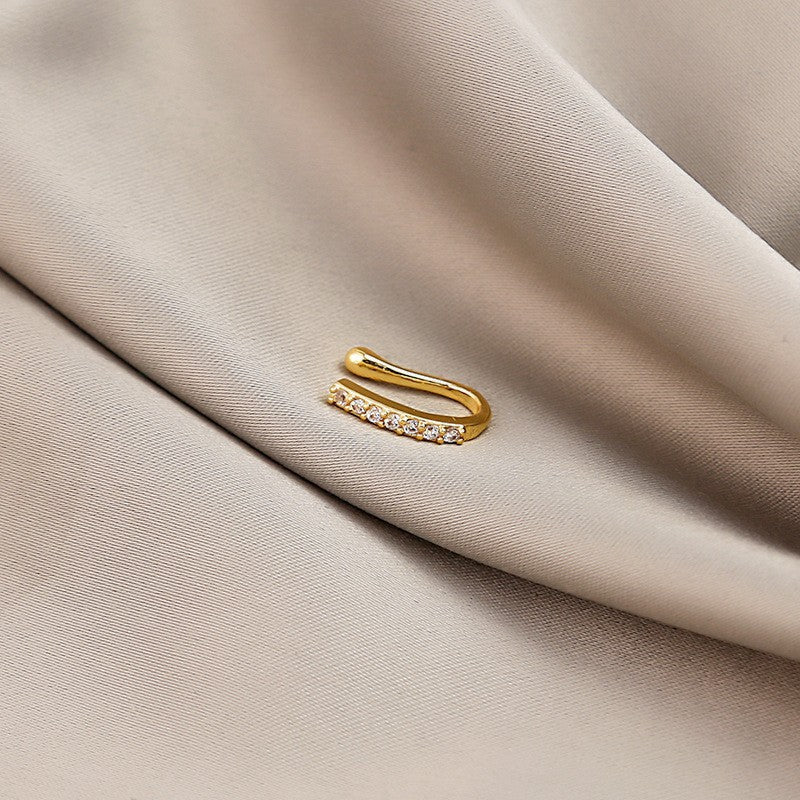 Minimalist Geometric U-Shaped Nose Clip Brass 18K Gold Plated Cubic Zirconia Adjustable Charm Bar