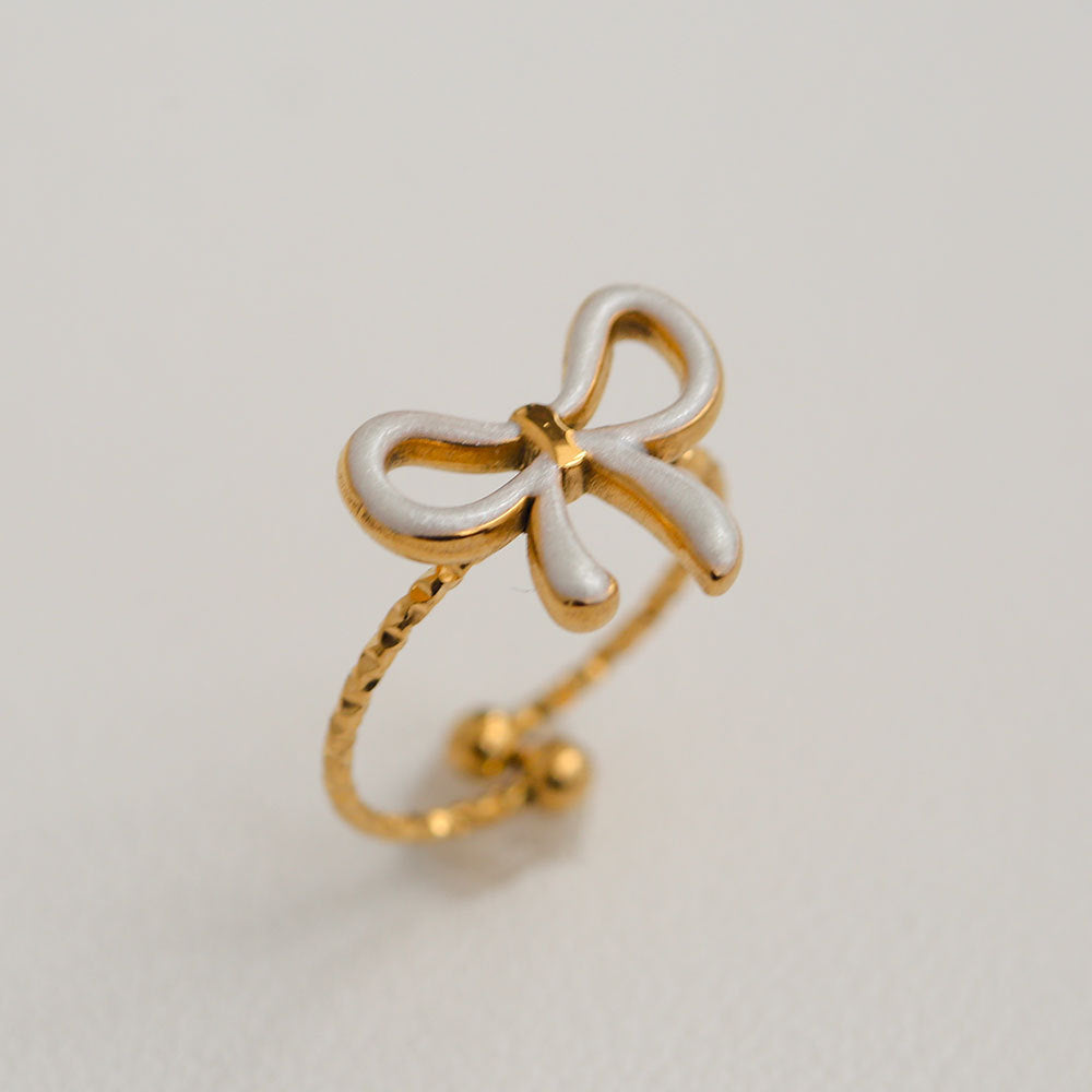 Anillo minimalista de acero de titanio con forma de girasol para mujer, con banda abierta ajustable y acabado chapado en oro