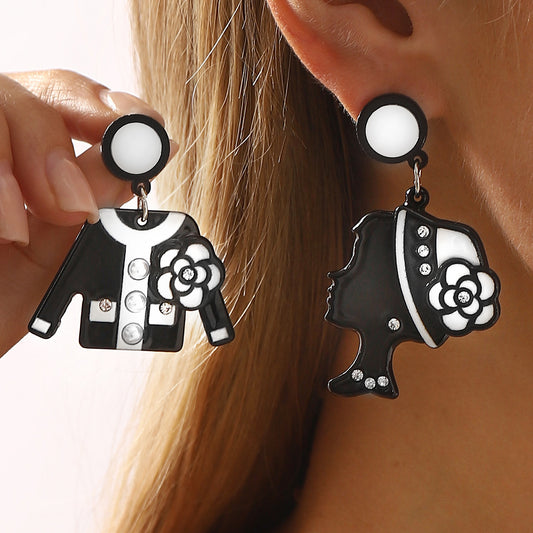 Cute Floral Acetate Stud Earrings with Camellia Design for Women