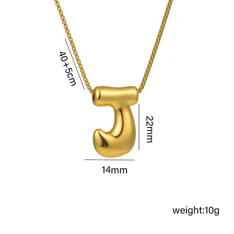 Bonito collar con dije de burbuja en forma de letra Q, estilo Q, de acero de titanio con chapado en oro de 18 quilates para mujer