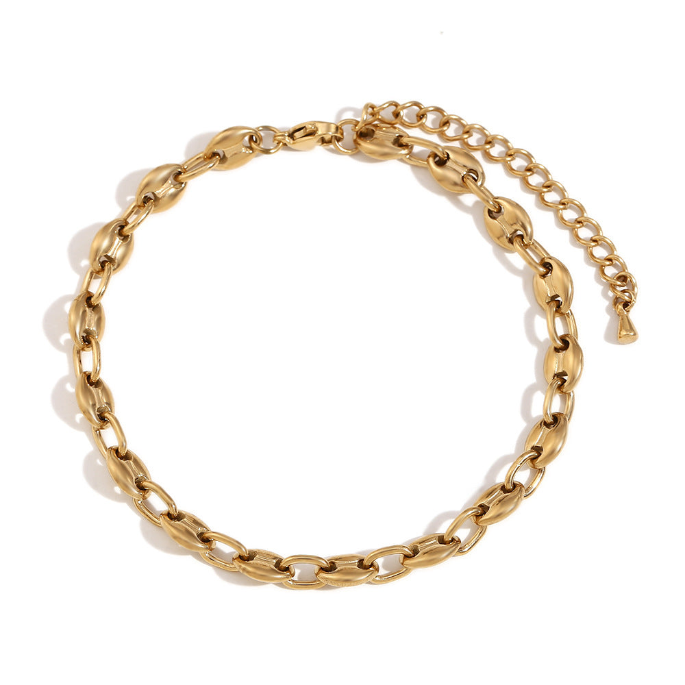 Cavigliera da donna geometrica minimalista in acciaio inossidabile con placcatura in oro 14K