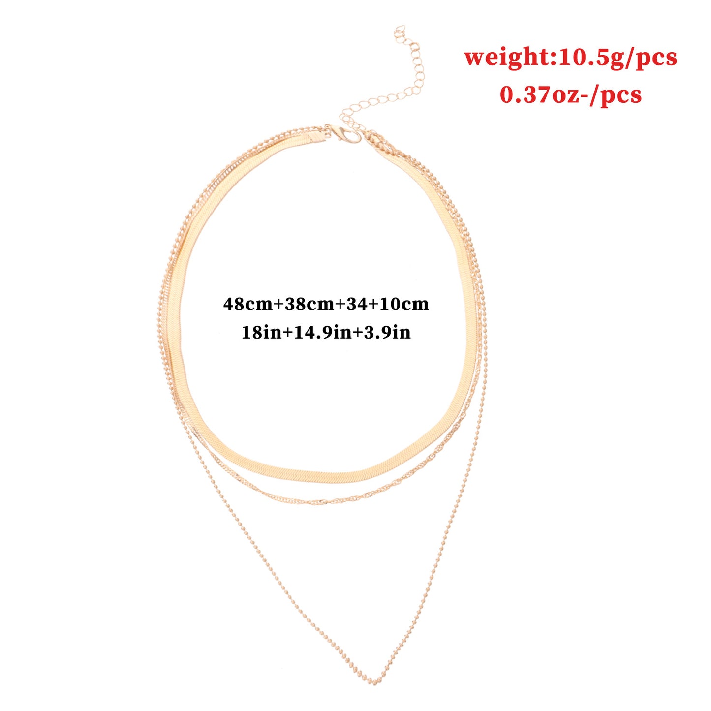 Minimalist Geometric Alloy Pendant Necklace for Women with Plated Finish and Multi-Layer Round Bead Chain