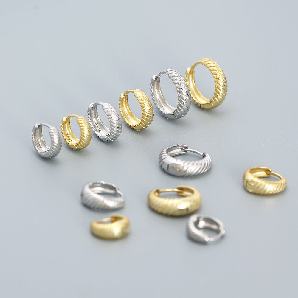 Orecchini a Cerchio Minimalisti Placcati Geometrici in Argento Sterling 925