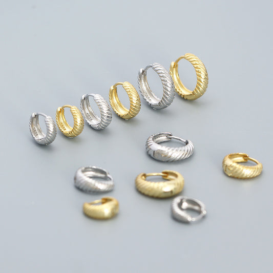 Orecchini a Cerchio Minimalisti Placcati Geometrici in Argento Sterling 925
