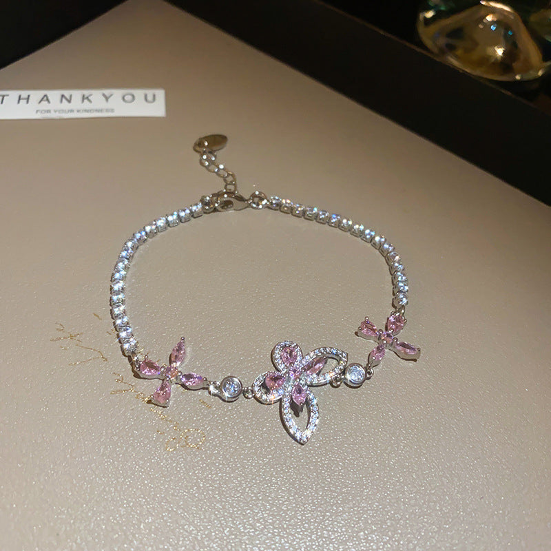 Elegant Luxury Oval Cubic Zirconia Inlaid Brass Bracelet for Women