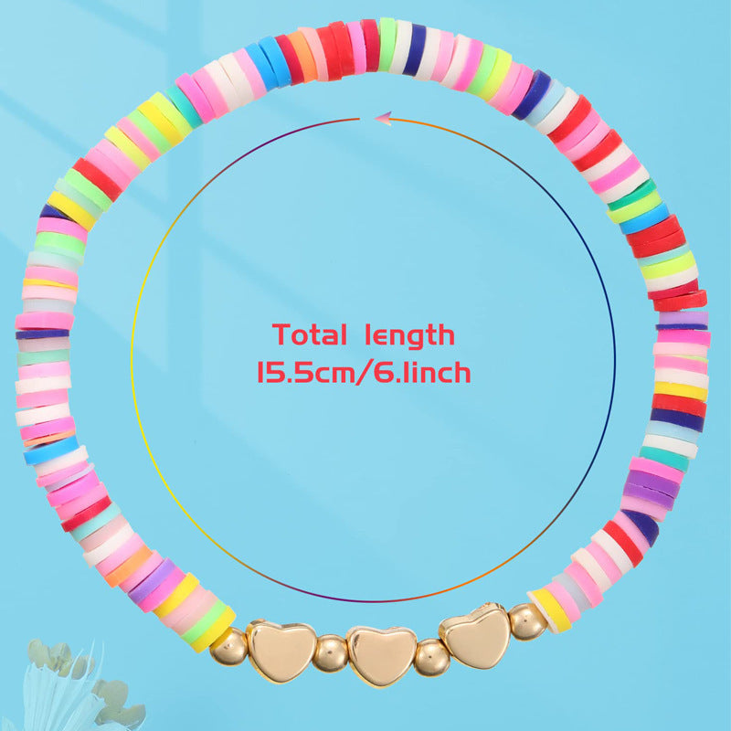 Handmade Heart Shaped Resin Bracelet Unisex Colorful Slice Bangle with Music Note Elements
