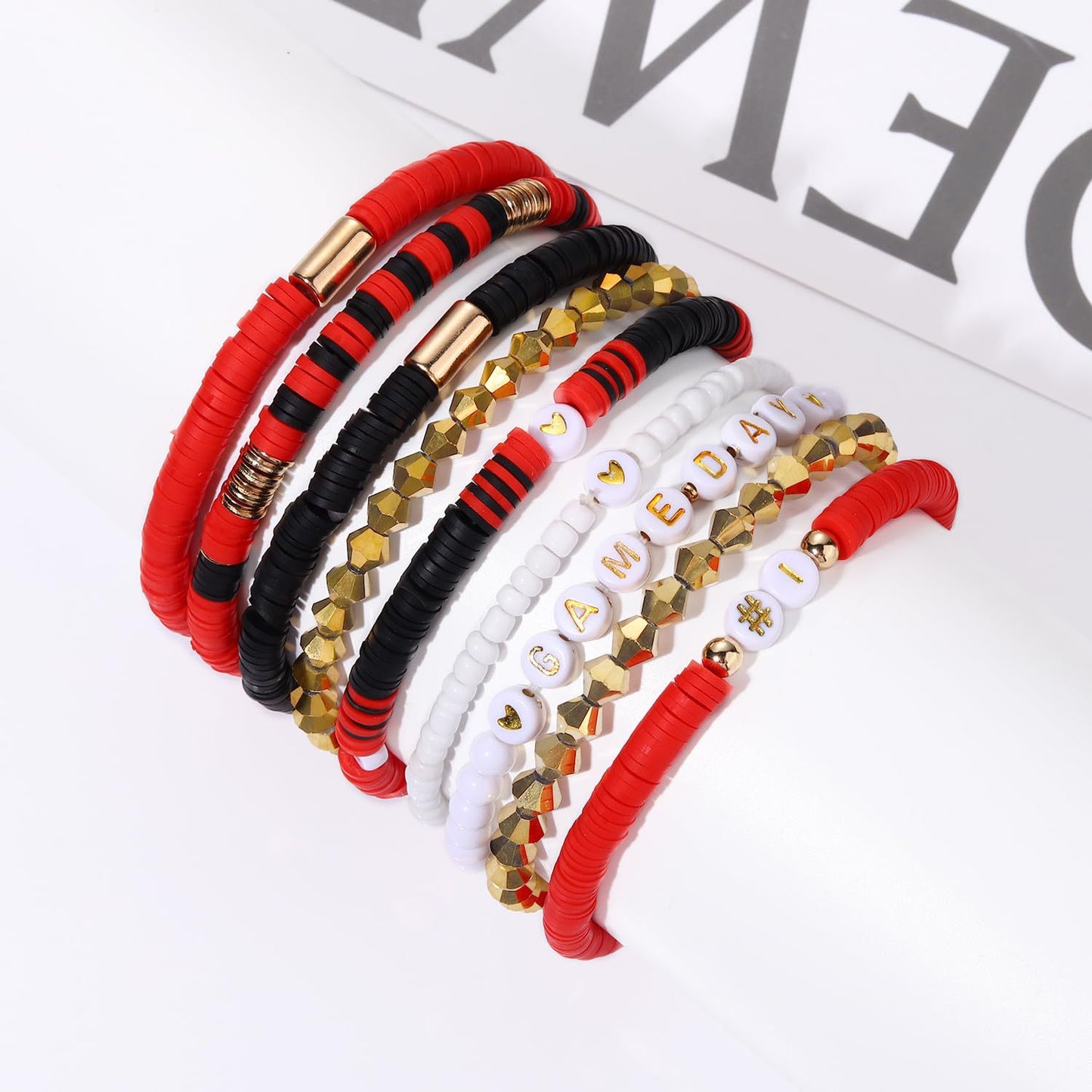 Bohemian Sporty Letter Resin Beaded Stretch Bracelet Unisex