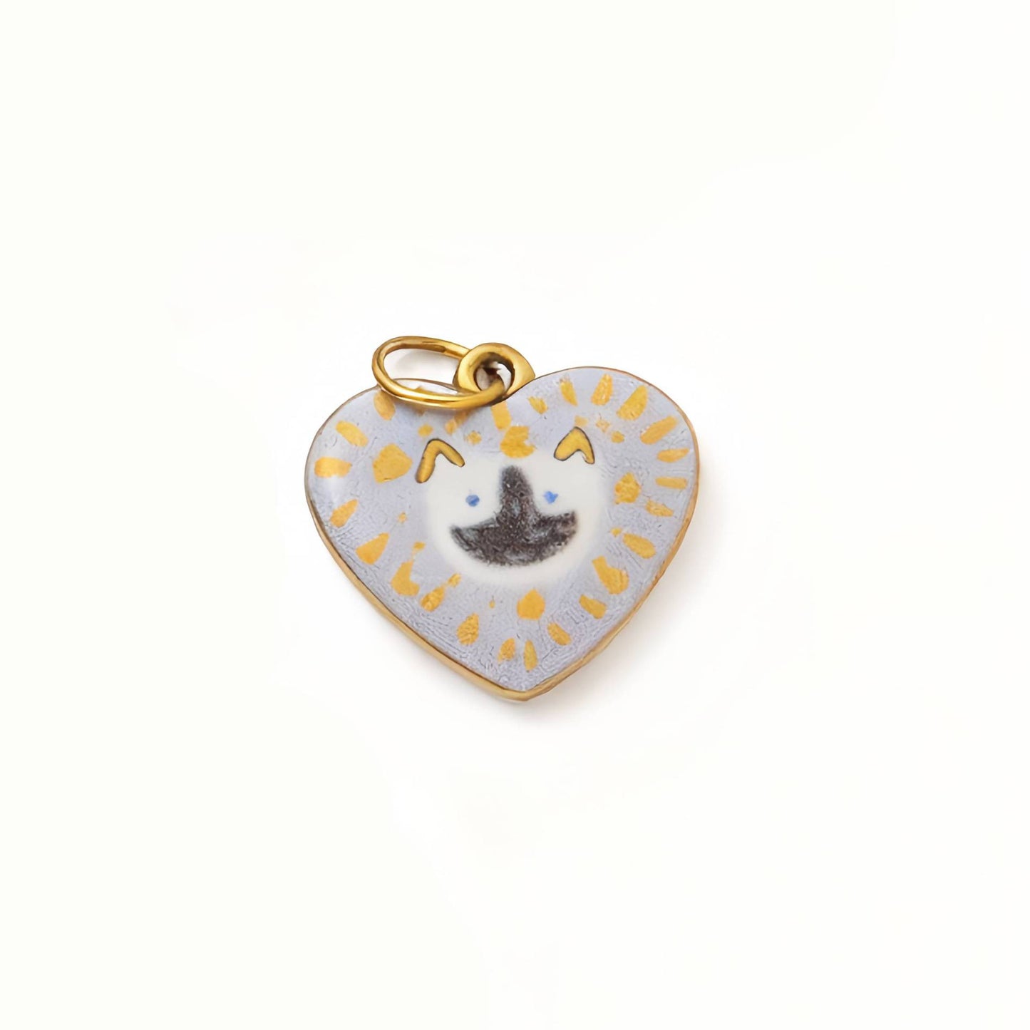 Minimalist Vintage Heart Shape 18K Gold Plated Drip Oil Brass Pendant Stainless Steel Charm Bar