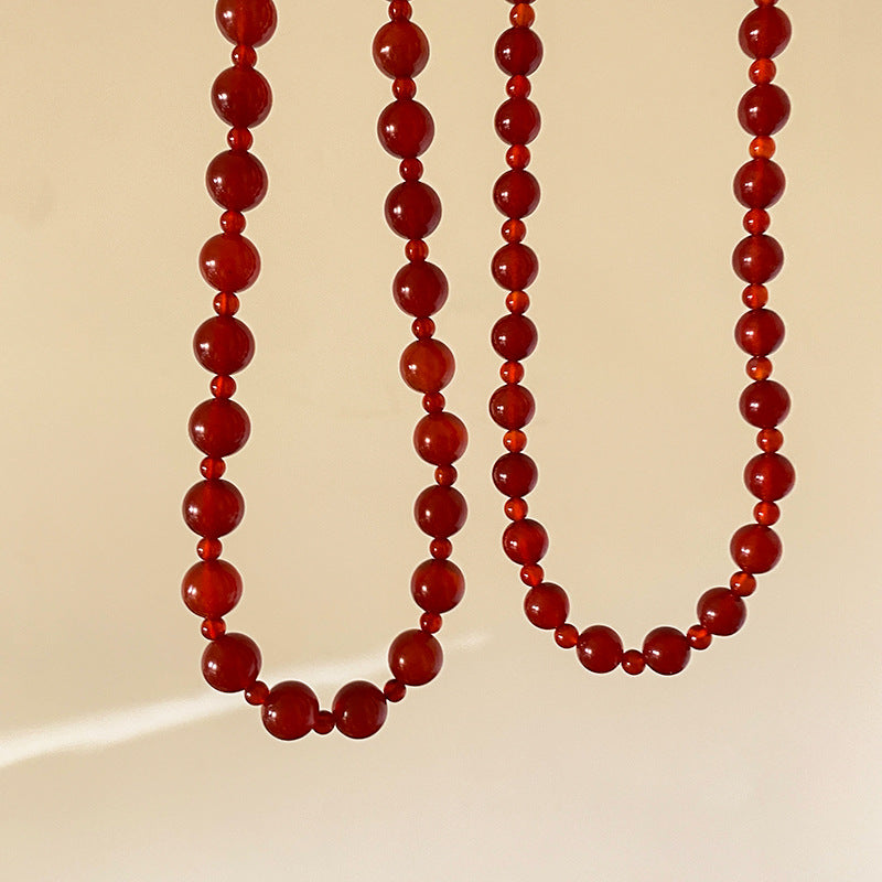 Sporty Sweet Titanium Steel Plated Beaded Necklace with Brass Pendant