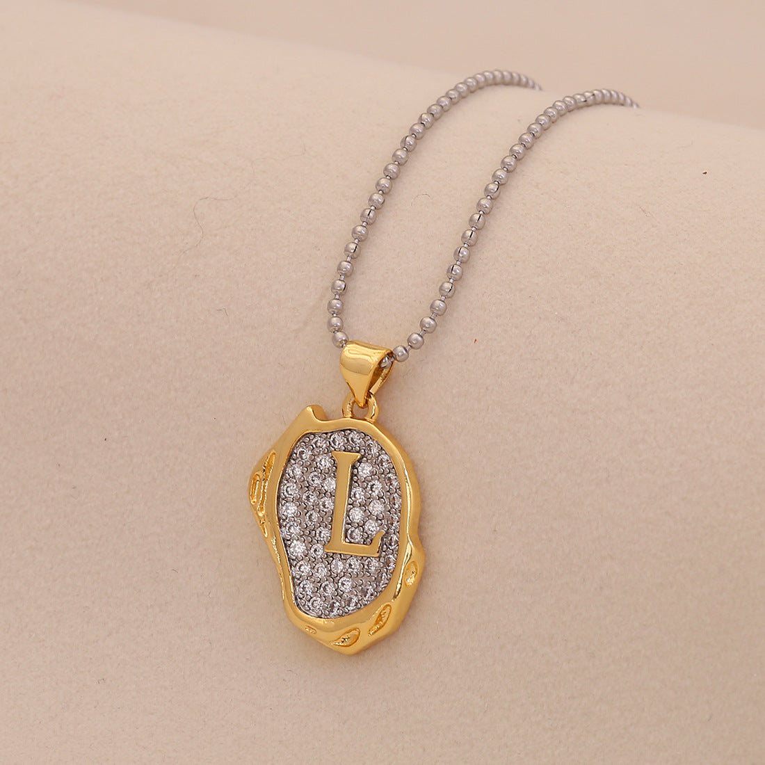 Retro Letter Pendant Necklace for Women in Brass with Minimalist Elegant Locket Style