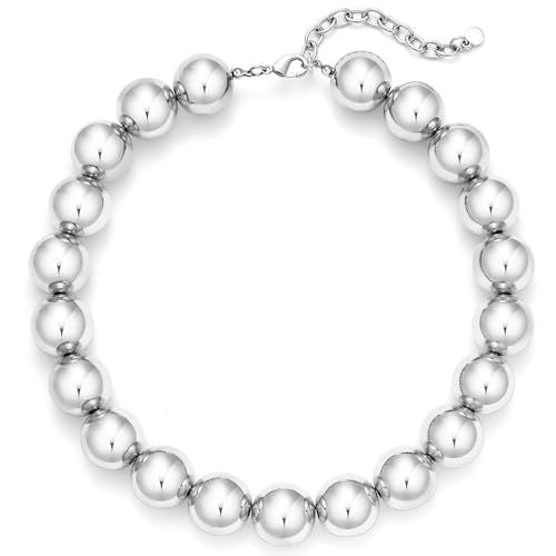 Casual Round Acrylic Bead Necklace Polished Ball Chain Women's Fashion Choker