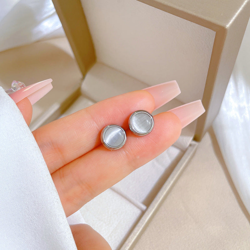 Minimalist Sweet Geometric Titanium Steel Plated Stud Earrings