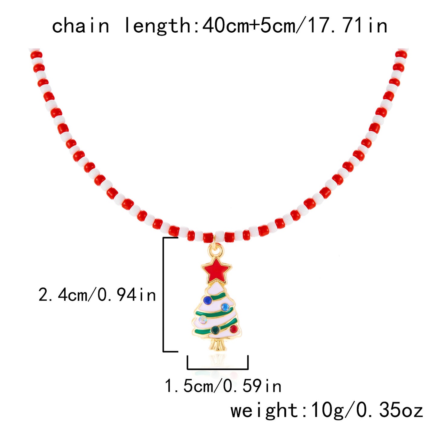 Fashionable Christmas Tree Pendant Necklace for Women with Alloy Charm, Beaded Design, Electroplated Finish, Festive Holiday Style