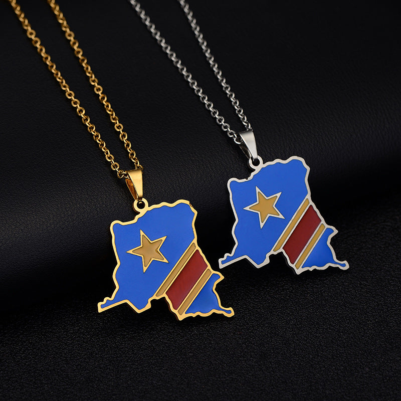 Elegante collana pendente a stella geometrica in acciaio inossidabile con ciondolo in acciaio al titanio e finitura galvanizzata per abbigliamento unisex alla moda