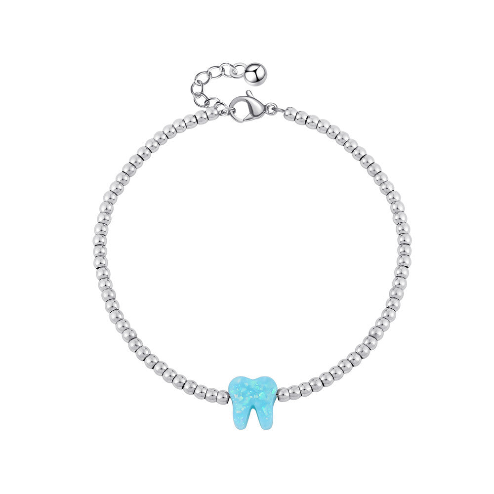 Minimalist Fashionable Gold-Plated Titanium Steel Tooth-Shaped Bracelet for Women with Geometric Design and Elegant Versatile Style