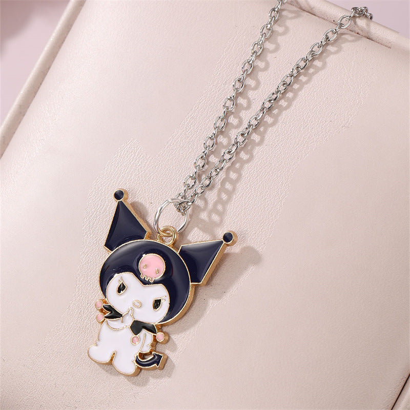 Collana Minimalista con Fiocco in Lega per Bambini con Finitura Smaltata Ciondolo a Catena in Stile Cartone Animato