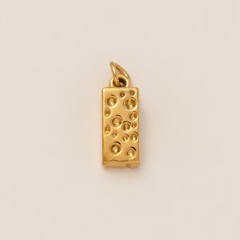 Vintage 18K Gold Plated Stainless Steel Pendant Charm Bar for Women