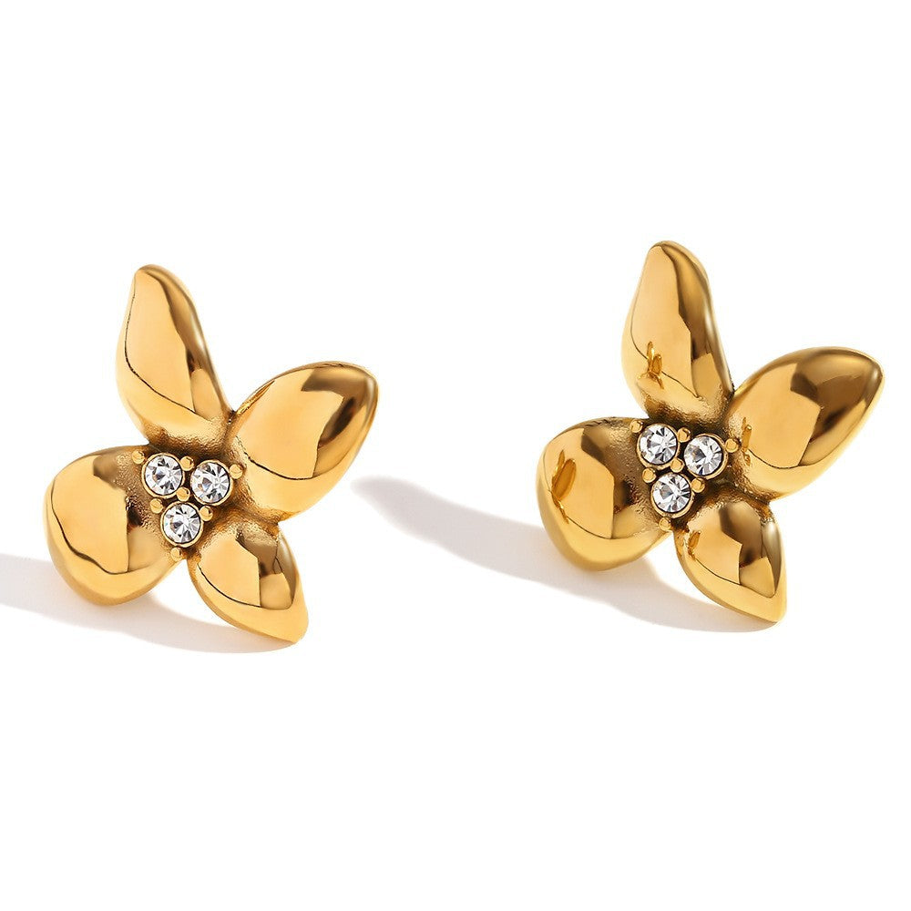Vintage Floral Ring in Stainless Steel with 18K Gold Plating for Women