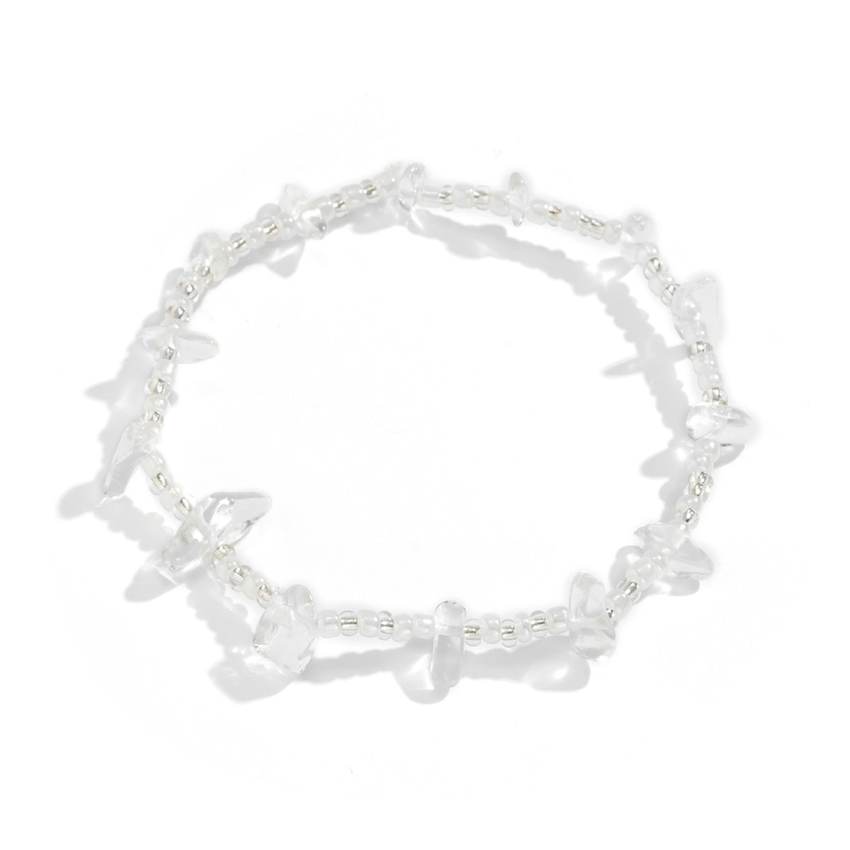 Ethnic-Inspired Irregular Geometric Beaded Anklet for Women with Resin Stones and Elastic Band