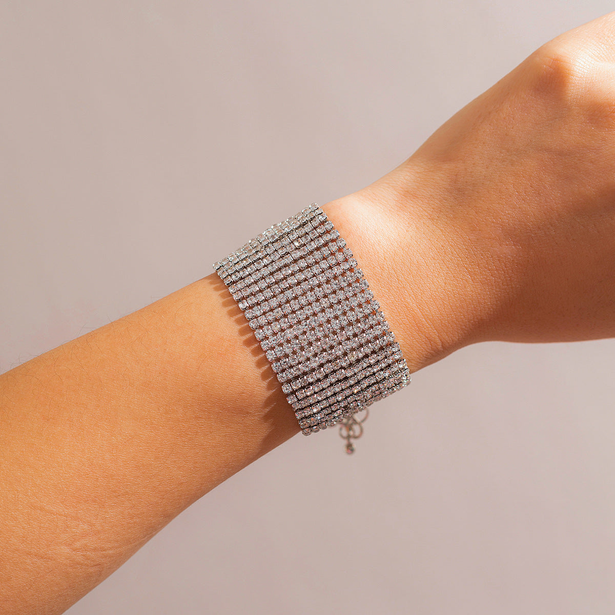 Pulsera Minimalista de Cadena de Garra de Metal Geométrica con Incrustaciones de Pedrería para Mujer