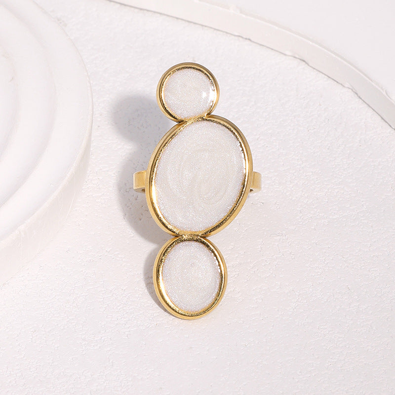 Minimalist Geometric Stainless Steel Open Ring with 18K Gold Plating for Women, Hypoallergenic and Fade-Resistant Luxury Jewelry