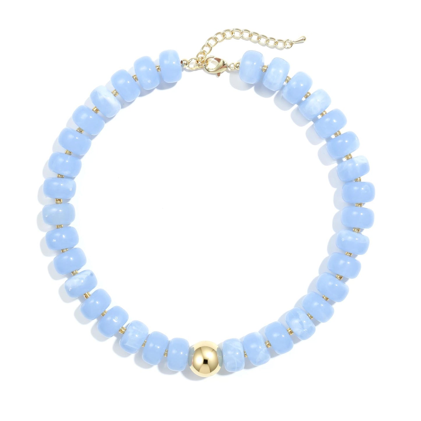 Casual Geometric Round Resin Acrylic Beaded Necklace for Women