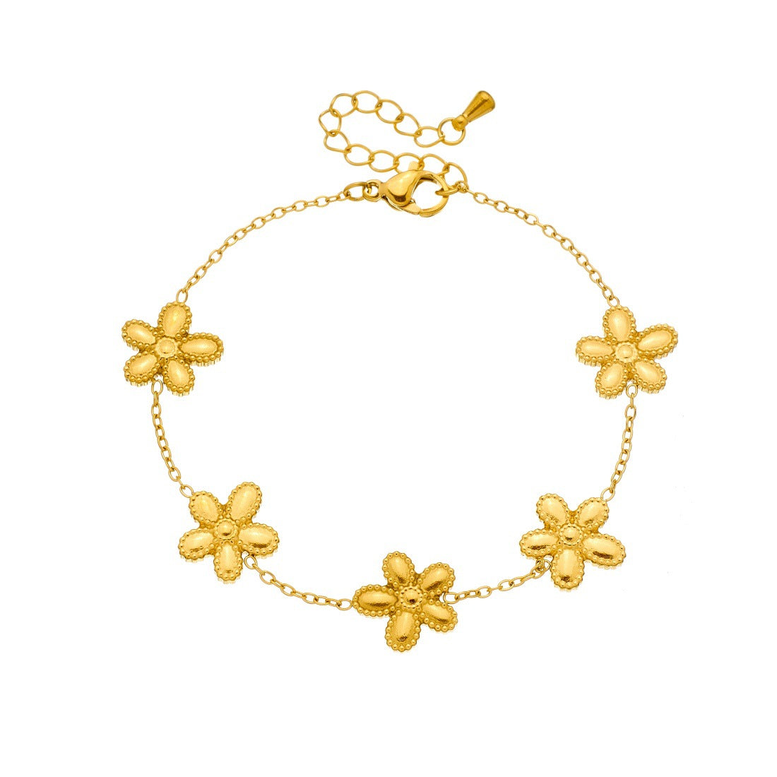 Sweet Gold Plated Stainless Steel Floral Bracelet for Women
