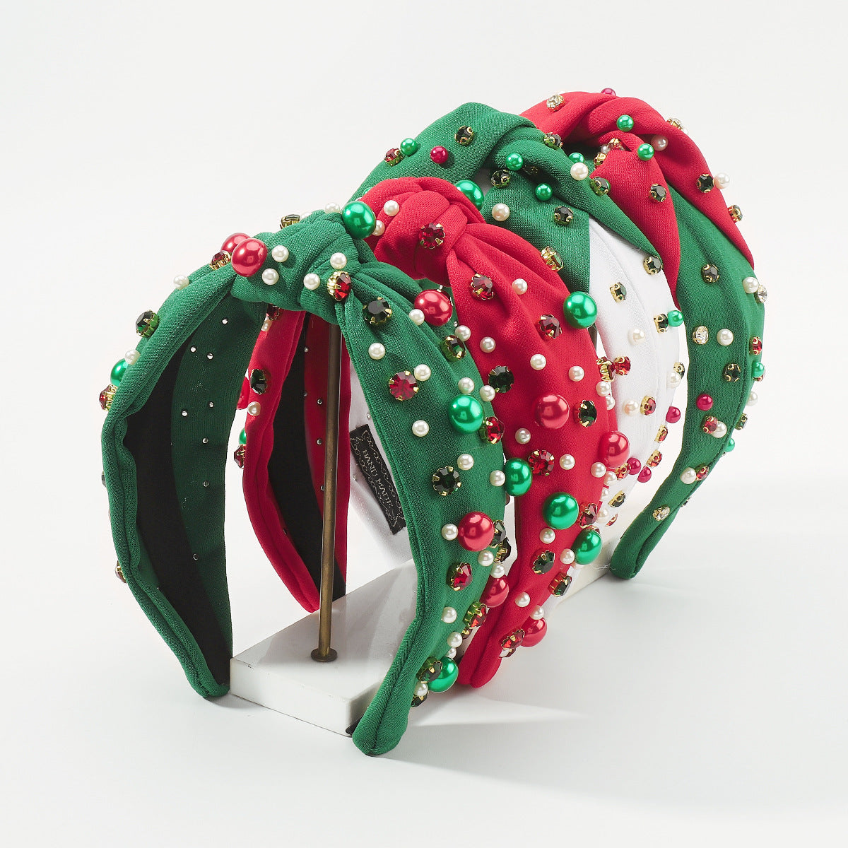 Fascia per Capelli Natalizia Dolce e Audace con Strass e Perle, Cerchietto Festivo a Fascia Larga da Donna