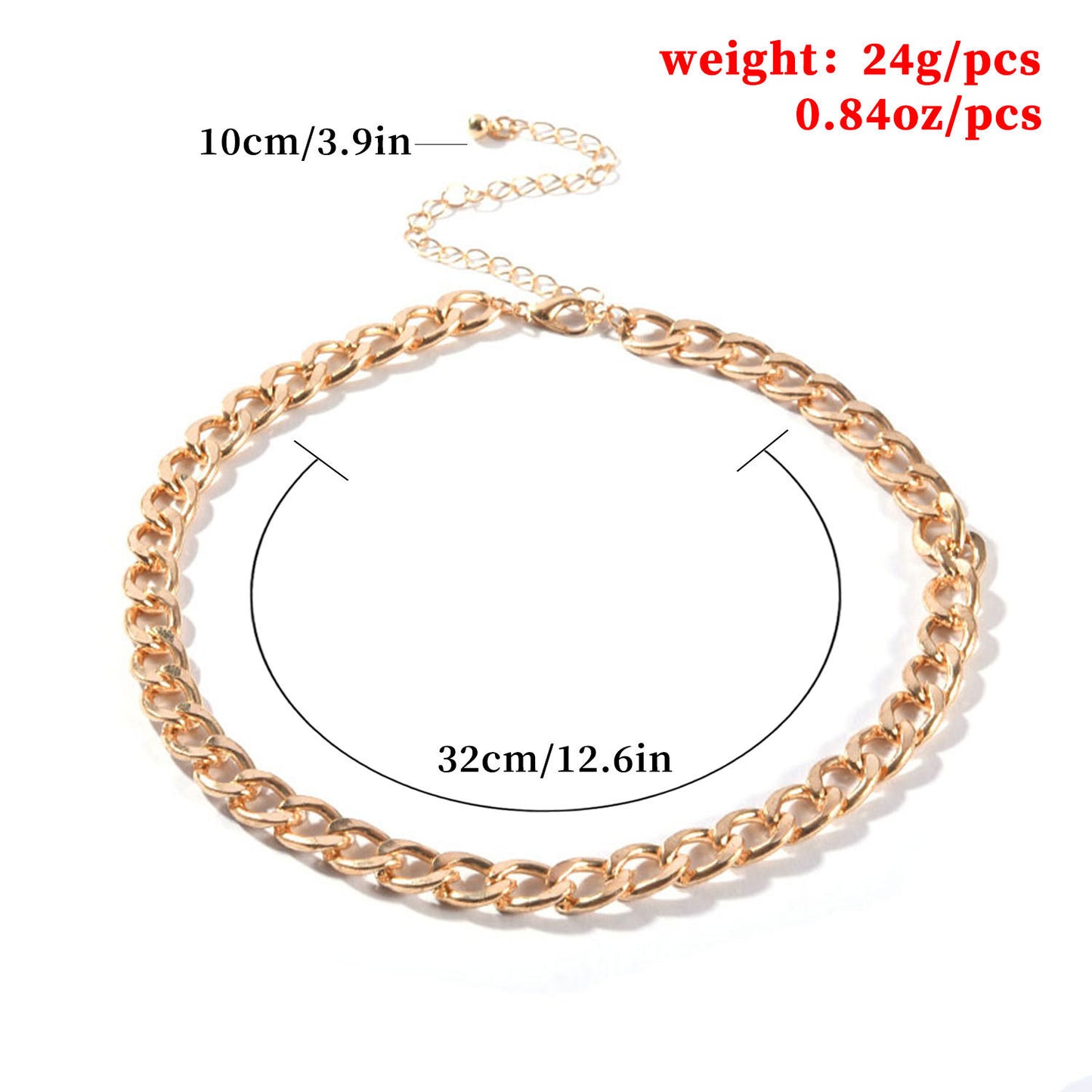 Geometric Short Chunky Necklace in Alloy with Plated Finish for Women and Men