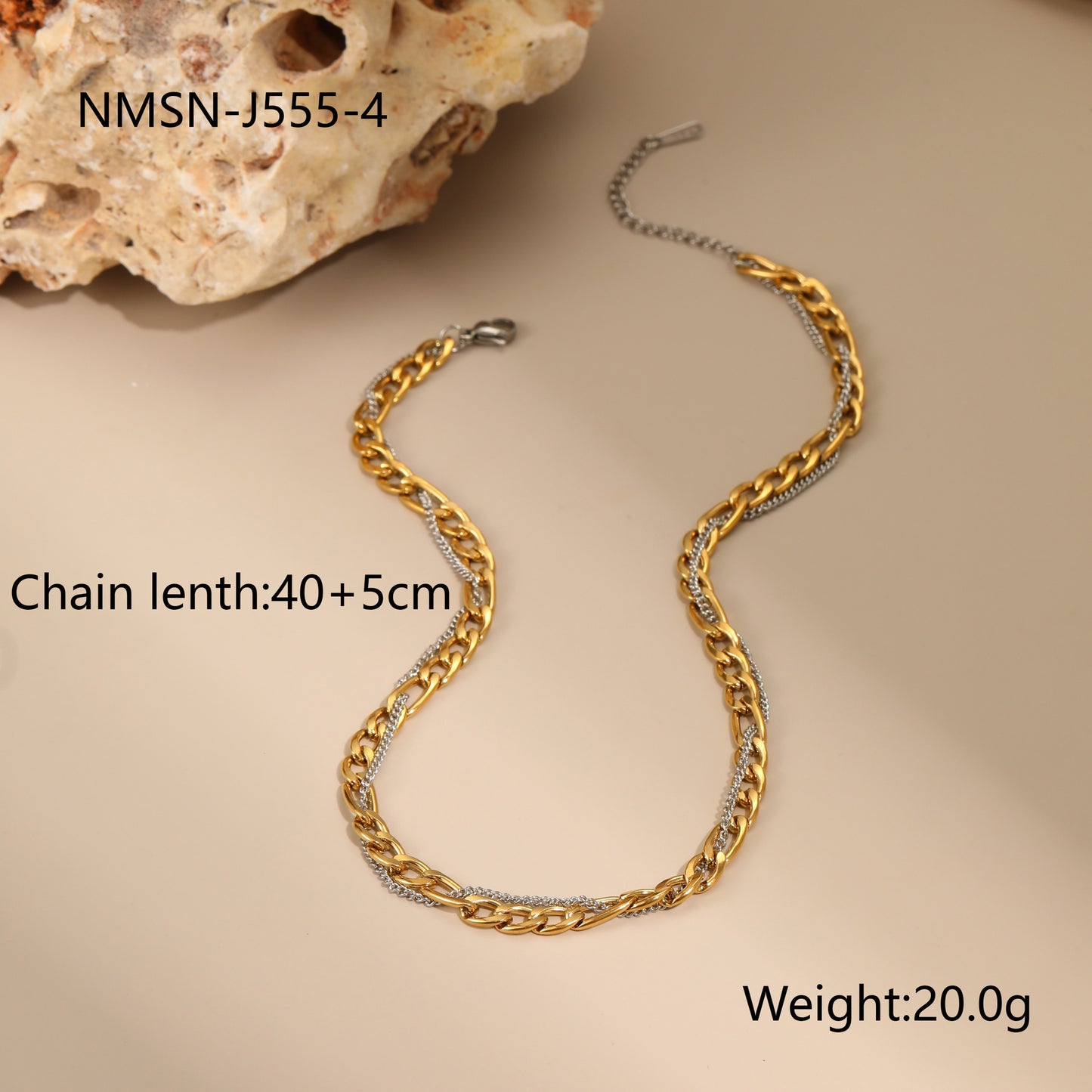 Collar de acero inoxidable con diseño geométrico y cadena chapada en oro y plata para mujer