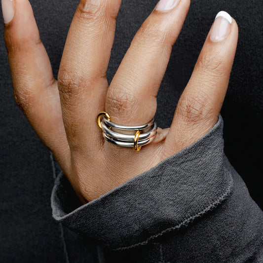 Minimalist Geometric Stainless Steel Stackable Ring with Plating Finish for Women